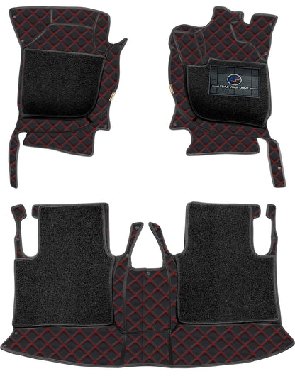 MG Hector Plus (7 Seater) 2023-7D Luxury Car Mat, All Weather Proof, Anti-Skid, 100% Waterproof & Odorless with Unique Diamond Fish Design (24mm Luxury PU Leather)