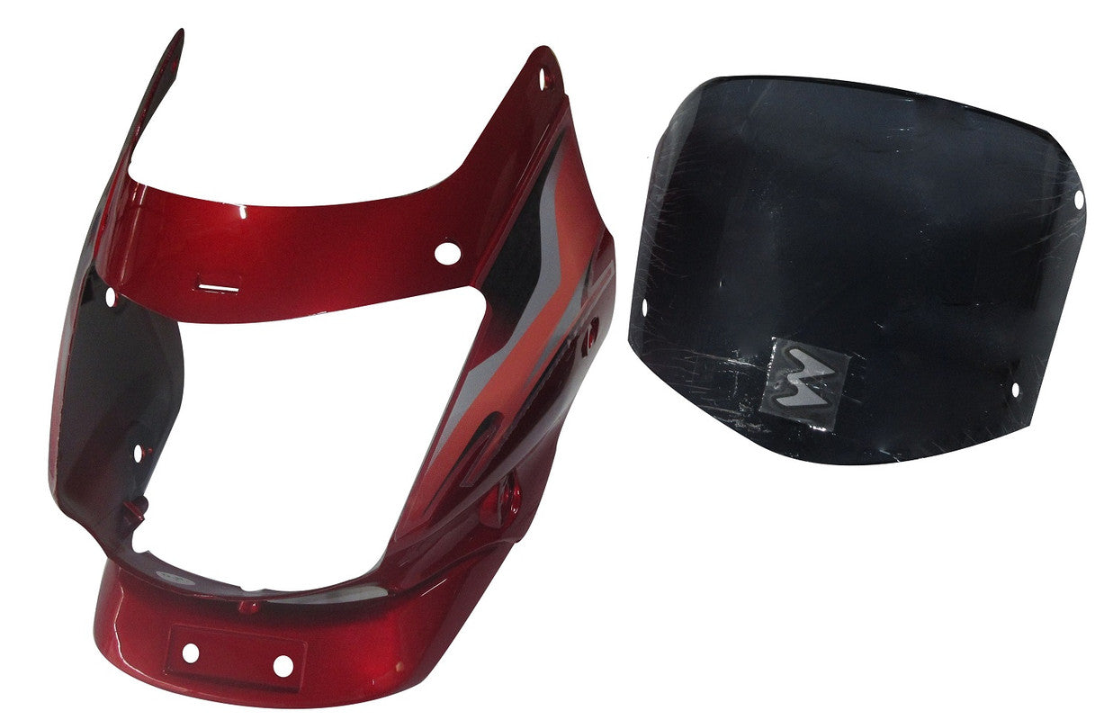 Headlight Visor With Glass Fit For Bajaj Platina 125CC Flame Red