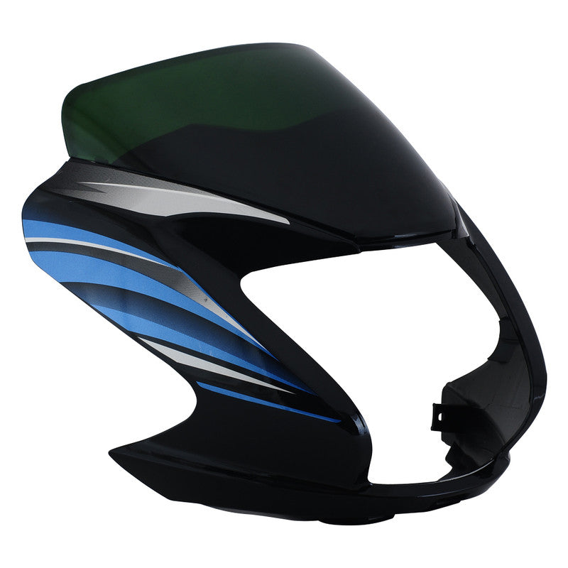 Headlight Visor Fit For Hero Passion Pro Type-3With Glass Black (Blue Sticker)