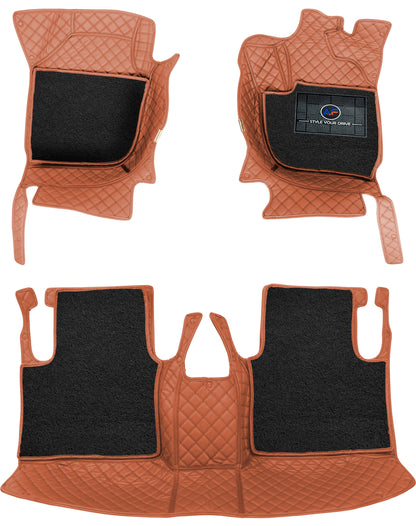 Mahindra Thar 2014-19-7D Luxury Car Mat, All Weather Proof, Anti-Skid, 100% Waterproof & Odorless with Unique Diamond Fish Design (24mm Luxury PU Leather, 2 Rows)