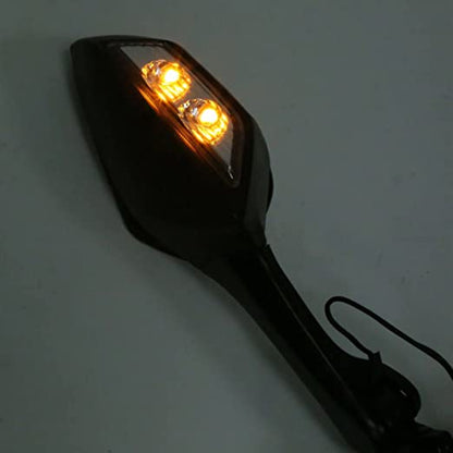 Adjustable Rear View Side Mirror with Turn Signal Led Indicator Compatible with R15-V3-V4, Kawasaki Ninja Bikes (1Set)