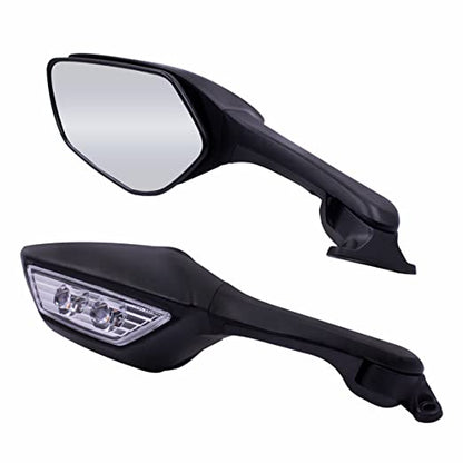 Adjustable Rear View Side Mirror with Turn Signal Led Indicator Compatible with R15-V3-V4, Kawasaki Ninja Bikes (1Set)