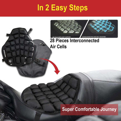 Air Seat Cushion (Black) Single Bike Seat Cover For Royal Enfield Bullet, Bullet Classic