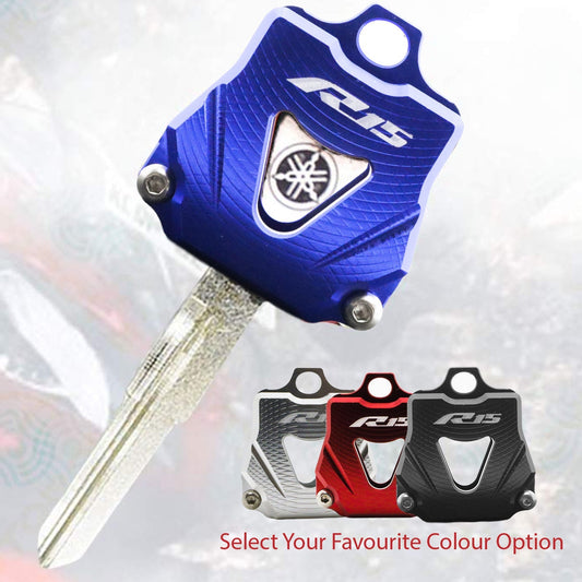 Motorcycle Accessories CNC Aluminum Key Cover Keys Key Rings Holder Fit for Yamaha R15 V4 /R15M (Blue Colour Pack of 1)