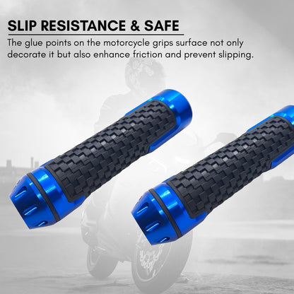 Aluminum and Rubber Motorcycle Grips Non Slip Universal High Strength Handlebar Grip Cover for Motorcycle (Pack of 2, Blue)