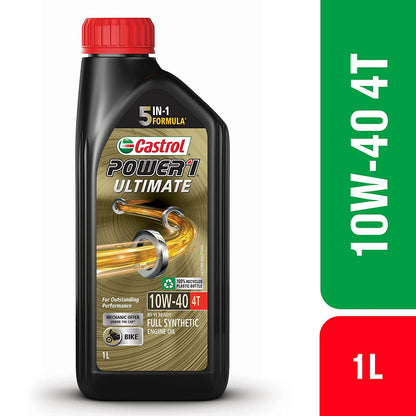 Castrol POWER1 ULTIMATE 10W-40 4T Full Synthetic Engine Oil for Bikes 1L