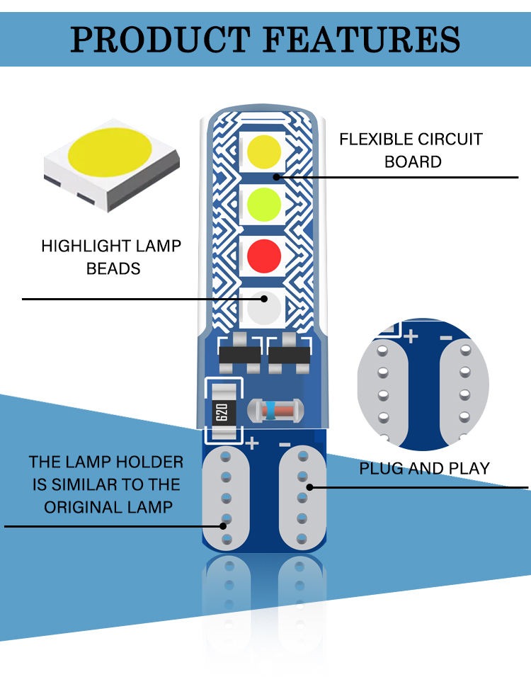 Universal RGB LED Parking Bulbs (12V, 5W) Pack of 2 for Cars and bikes