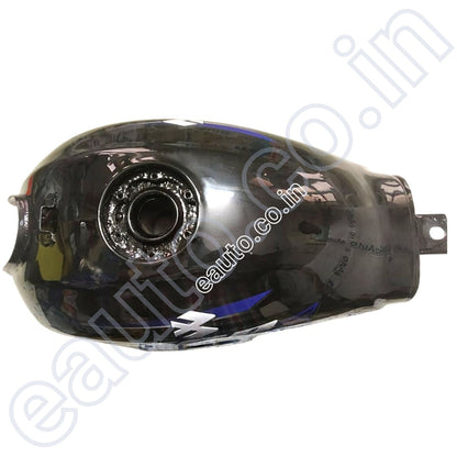 Ensons Petrol Tank for Bajaj XCD 135 | Black with Blue Sticker