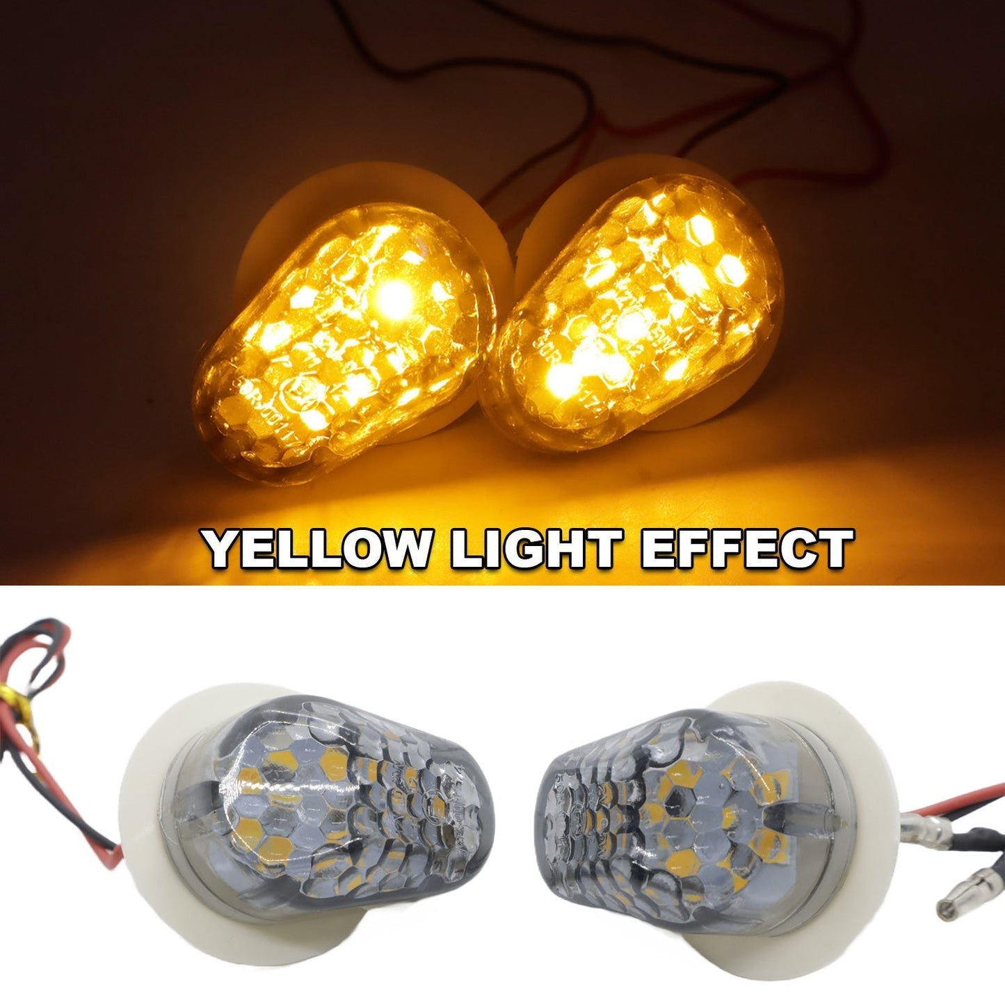 AUTOPOWERZ® Honeycomb Motorcycle Flush Mount Indicator LED Turn Signals Smoke For Yamaha FZ1 FZ6 FZR FAZER YZF R1 R6 R6S FZ1 FZ6 FZ8 FAZER XJ6 MT03 (Pack of 2 yellow)