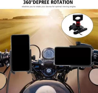 Universal CNC Handle Fitting Motorcycle Mobile Stand Mount Bracket compatible with all Vehicles and Fitable with all Mobile Phones