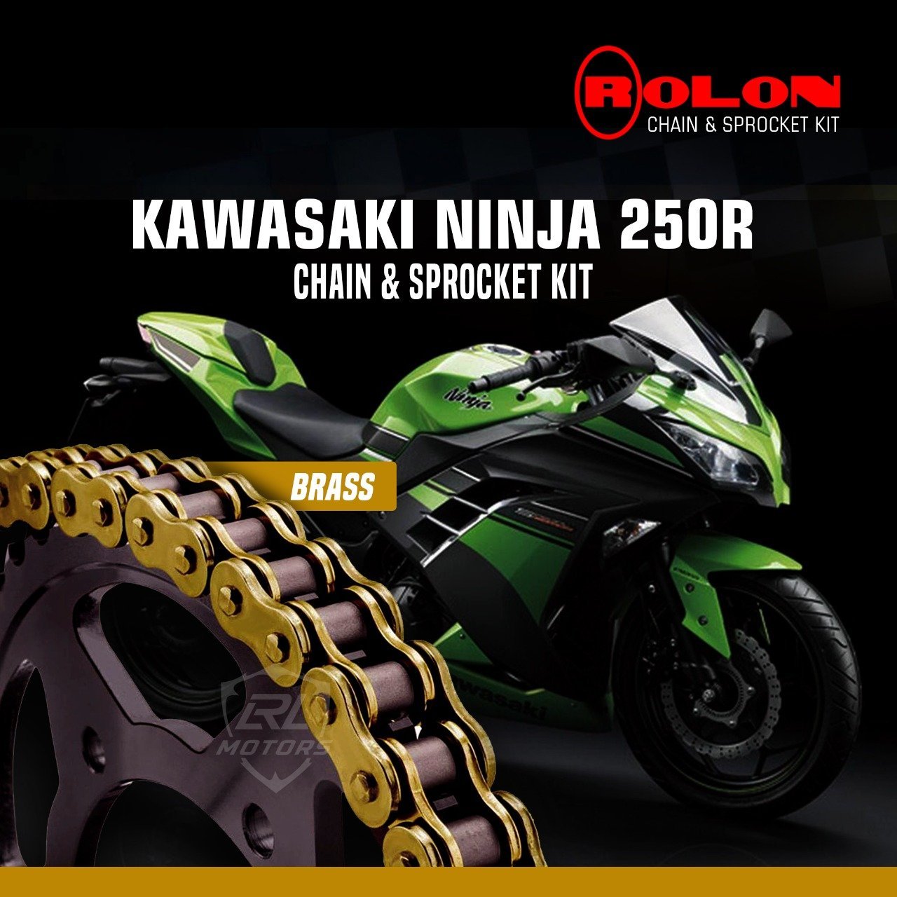 Kawasaki Ninja 250 R Rolon Brass chain & Sprocket Kit