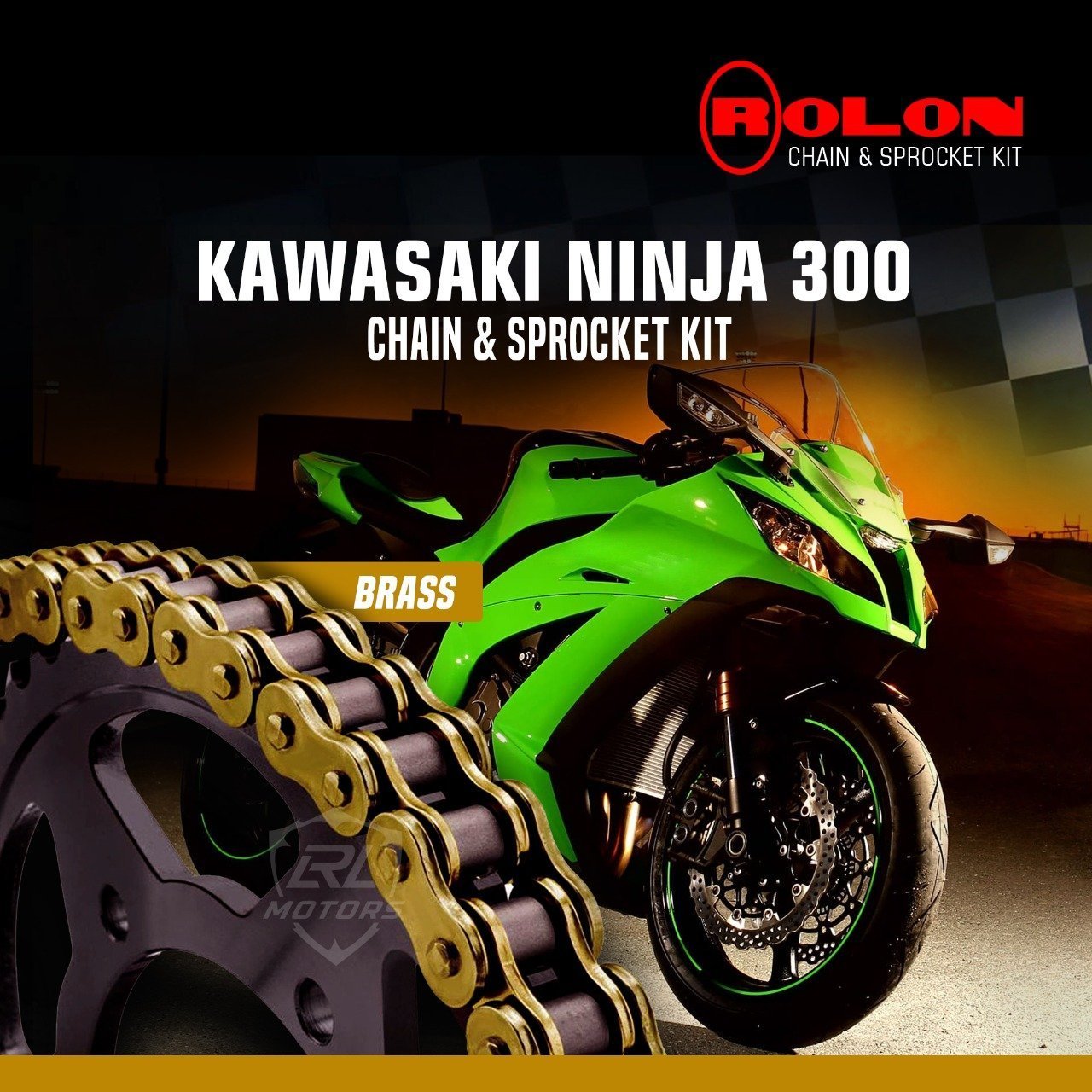 Kawasaki Ninja 300R Rolon Brass Chain & Sprocket Kit