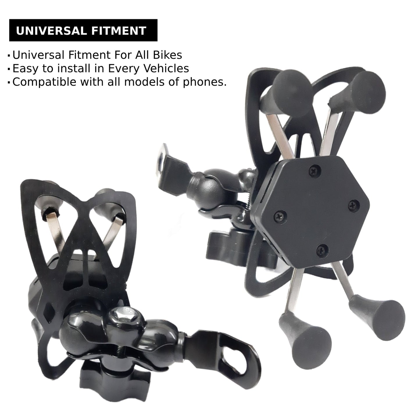 Universal Motorcycle Handlebar Mount Holder Stand for Mobile, GPS, Action Camera, Anti-Slip Fixed Bracket Shockproof (X-Grip)