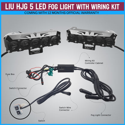 LIU HJG With Wiring Kit 180W (Pair) Mega Drive 5 Lens Dual Colour Yellow/White Led Fog Light (With 12 Months Warranty)