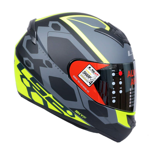 LS2 HELMET - FF352 MEIN GLOSS BLACK YELLOW FLUORESCENT HELMET