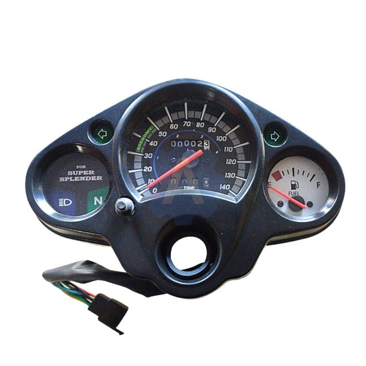 MINDA Analog Speedometer Assembly for Hero Super Splendor (Old Model) | White Fuel Gauge Dial