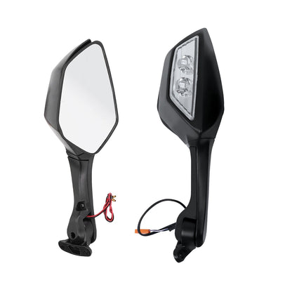 AUTOPOWERZ ABS Plastic Motorcycle Black Rear View Side Adjustable Mirror with LED Turn Light R15 Mirror