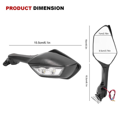 AUTOPOWERZ ABS Plastic Motorcycle Black Rear View Side Adjustable Mirror with LED Turn Light R15 Mirror