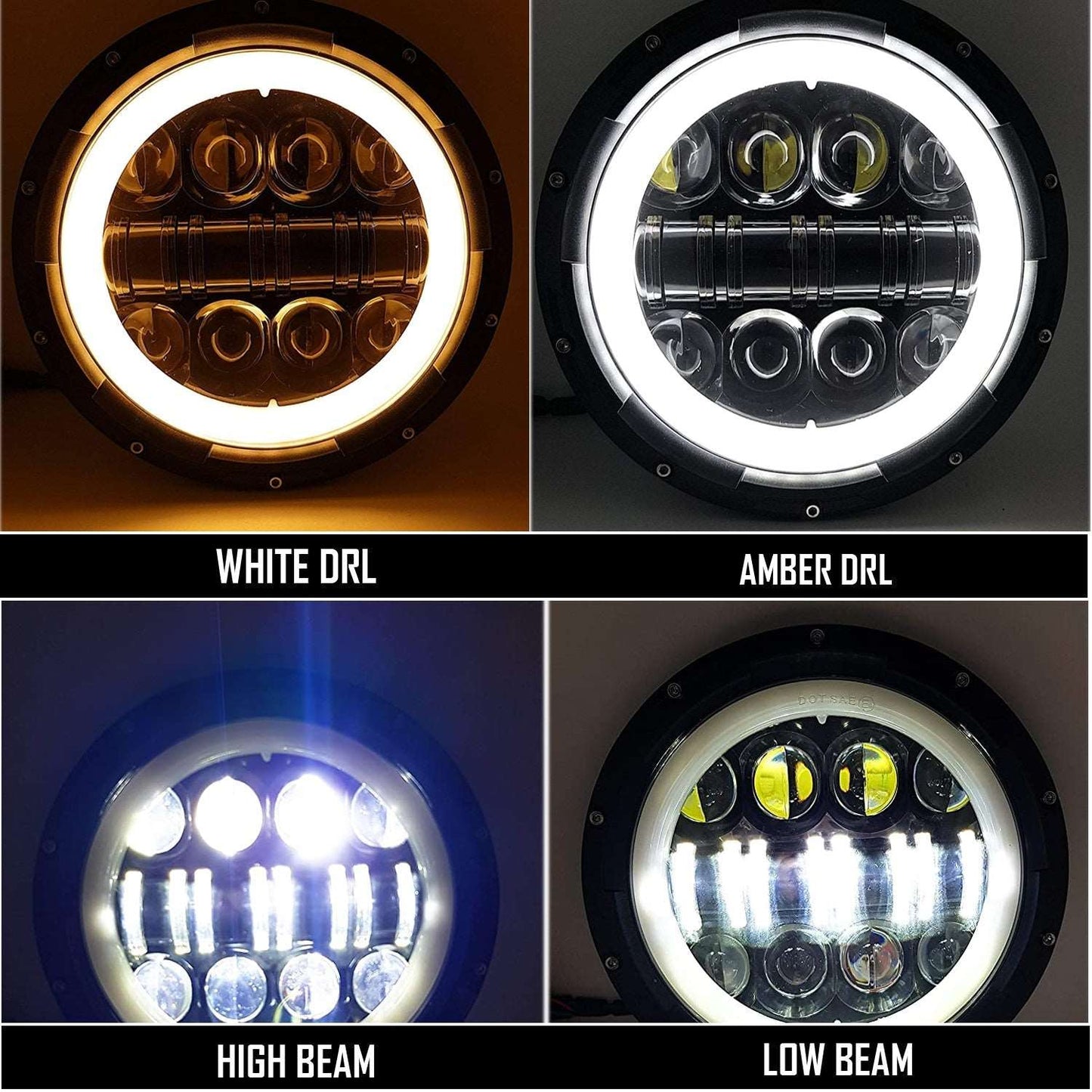 7 inch Motorcycle Round Led Headlight 90W Hi/Low Beam for Bike and cars