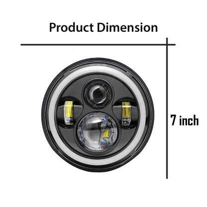 7 Inch LED Headlight with Spotless and Bright DRL For Bikes and Cars (12V-80V DC 75w)