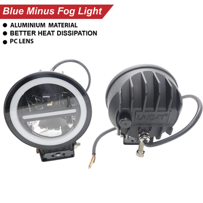 LIU HJG White Led Fog Light With Red DRL Universal For All Bikes, Cars and Trucks (Pack Of 2)