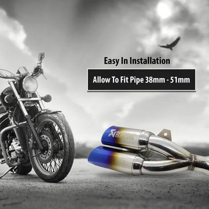 Universal Stainless Steel Slip On(38mm-51mm)Motorcycle Exhaust Muffler Pipe with DB Killer For All Bikes(Rainbow Multi-colour)