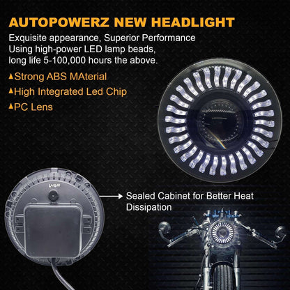 7 Inch White LED Headlight with Y/W DRL For Bikes & Cars and other Vehicles