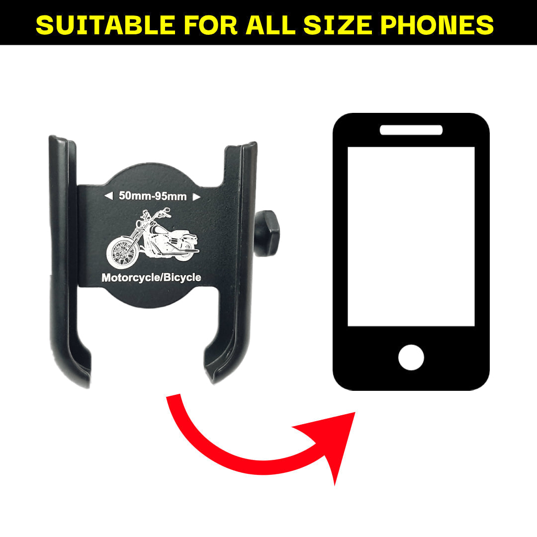 Universal CNC Handle Fitting Motorcycle Mobile Stand Mount Bracket compatible with all Vehicles and Fitable with all Mobile Phones