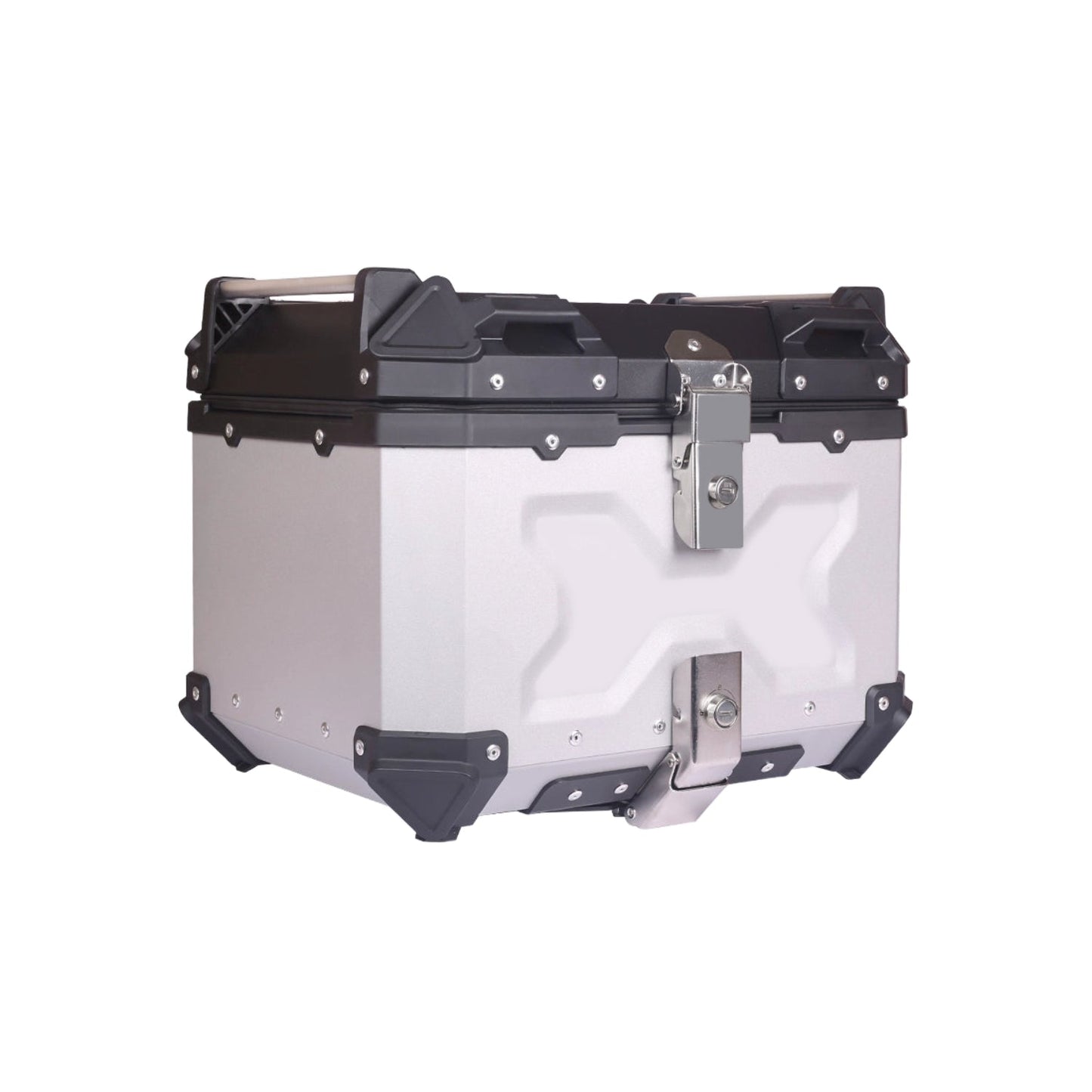 AUTOPOWERZ 45L Motorcycle Top Case Aluminum Motorcycle Tail Box for Store Helmet Luggage Items, Universal Waterproof Motorcycle Top Box, Silver