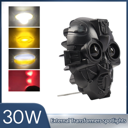 Yellow/White 30W Transformers Auxiliary Fog Lamp with Flashing Function & Red Devil Eye Effect Universal for Motorcycle & Car (Pack Of 1)