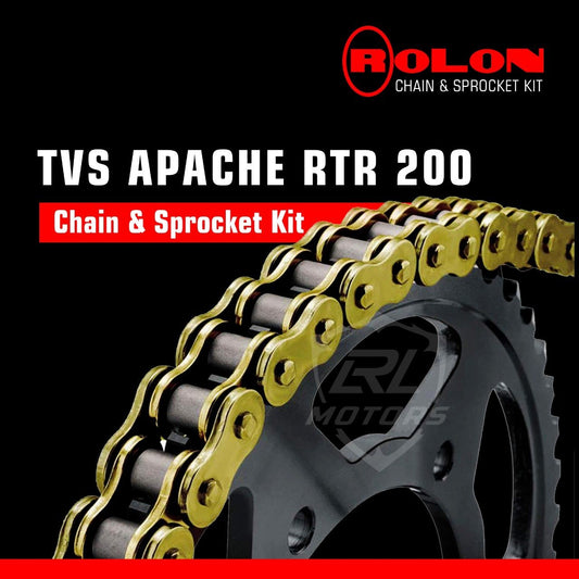 TVS Apache RTR 200 (V4) Rolon Brass Chain & Sprocket Kit