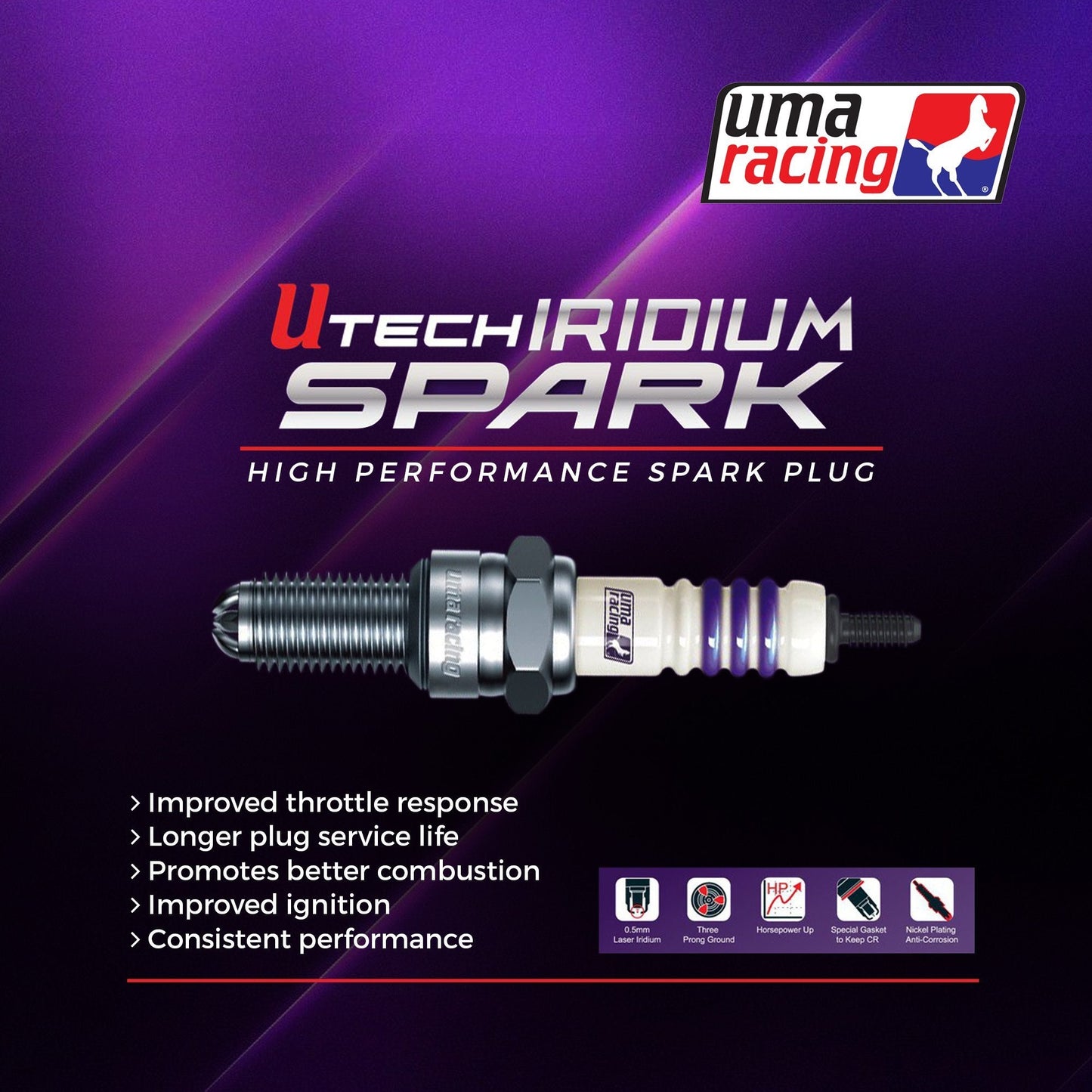 UMA Racing U-tech Iridium spark plug for Honda CBR150  / CBR250 / Unicorn / X-Blade / Hornet