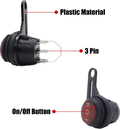 3 Pin 1 Button 2 Way Switch With inbuilt Indicator Light for bike (1 Pcs)