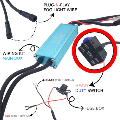 Universal Wiring Kit for LIU HJG Fog Lights & Other Fog Lights for Bikes and Cars (1 Set)