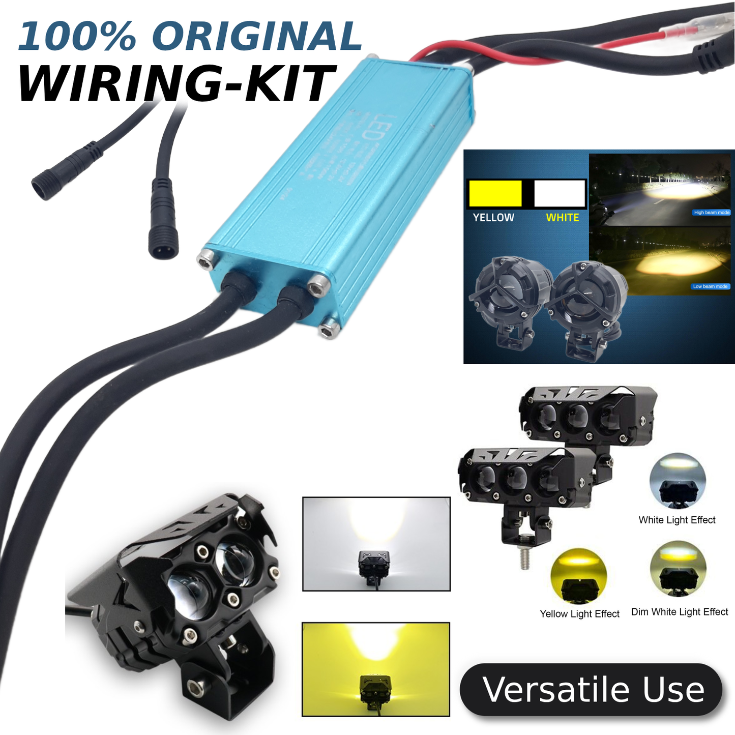 Universal Wiring Kit for LIU HJG Fog Lights & Other Fog Lights for Bikes and Cars (1 Set)