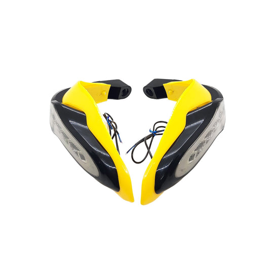 Universal Motorcycle Handguards With Yellow Running LED and Blue COB Light for All Bikes & Scooty (Pack of 2,Yellow)