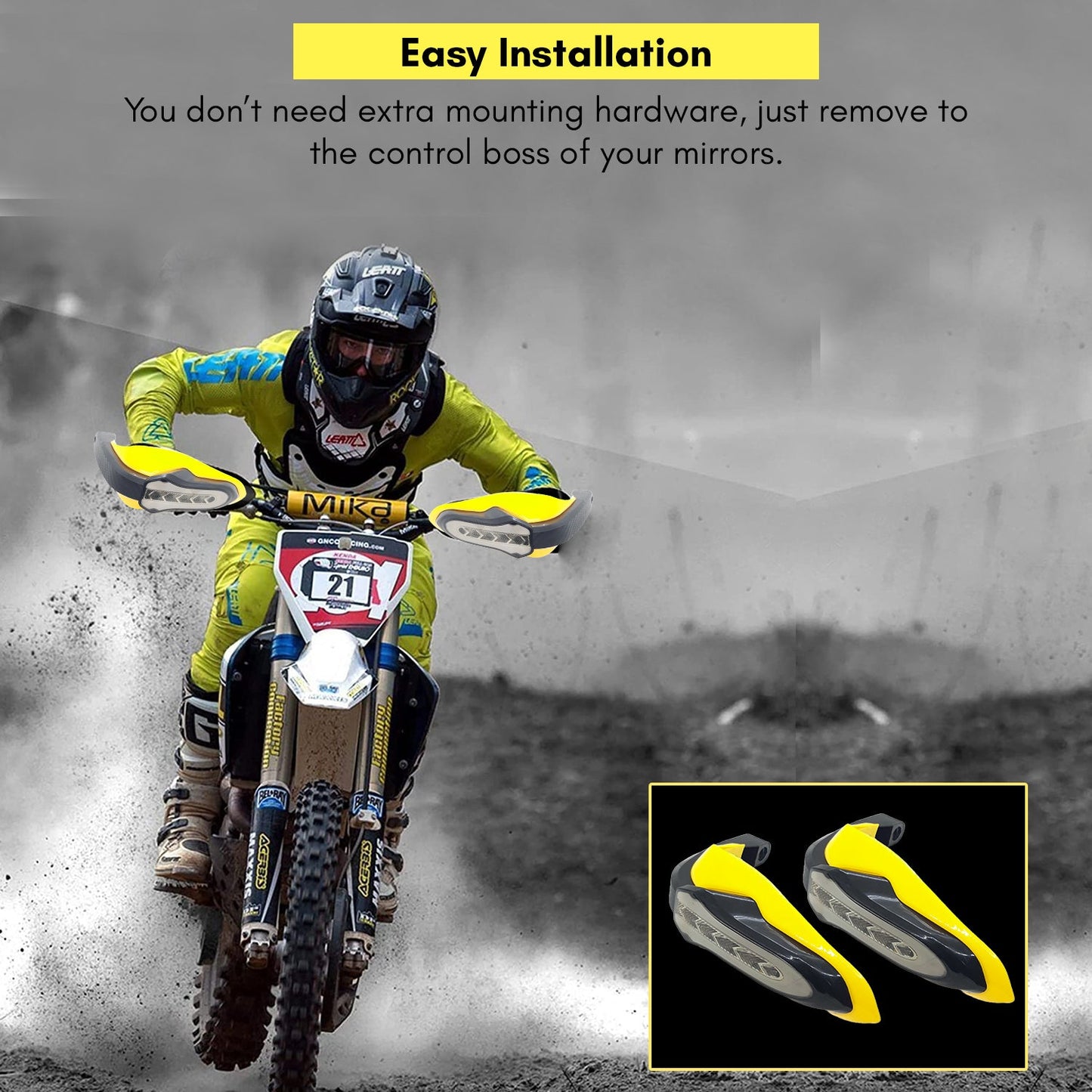 Universal Motorcycle Handguards With Yellow Running LED and Blue COB Light for All Bikes & Scooty (Pack of 2,Yellow)