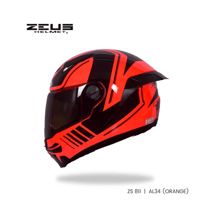 ZEUS ZS-811 AL 34 HELMET NEON ORANGE BLACK