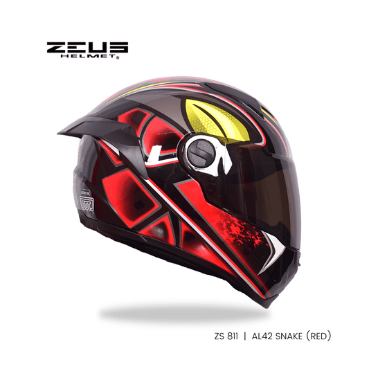 ZEUS ZS-811 AL 42 SNAKE HELMET – RED BLACK