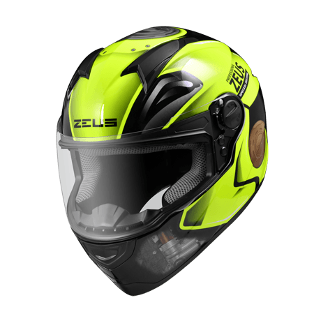 ZEUS ZS-811 BLACK AL39 FLUROESCENT YELLOW HELMET